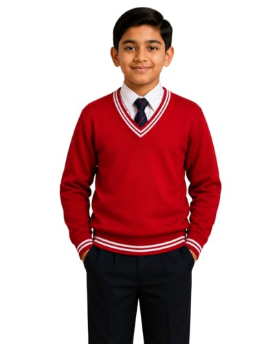 Image of Boy's School Uniform Lining Full Sleeves Sweater - Daffodil