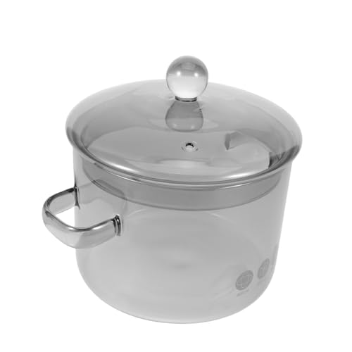 OUNONA Olla de Vidrio Borosilicato con Tapa Olla para Guisos y Sopas con Asas Dobles Resistente al Calor para Pasta Ramen y Leche Utensilio Versátil para Cocina Diaria