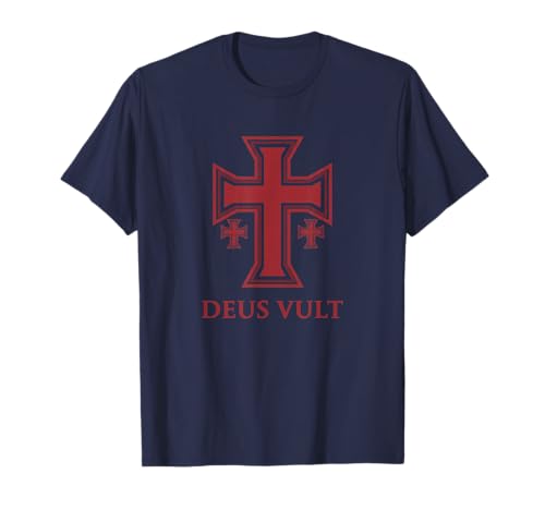 USA Deus Vult Crusader Cross, Templar Jerusalem T-Shirt