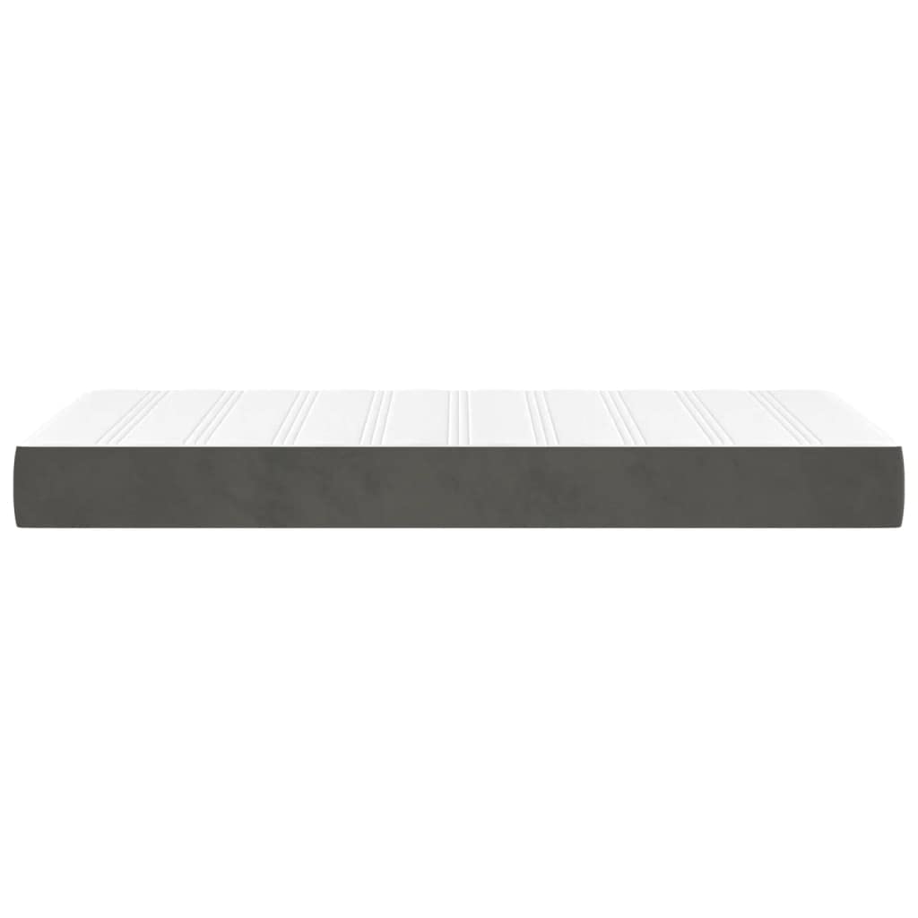 Colchón de muelles ensacados de color gris oscuro, 90 x 190 x 20 cm, terciopelo, ergonómico y transpirable para cama individual, núcleo de muelles y espuma fría, confort en la espalda y
