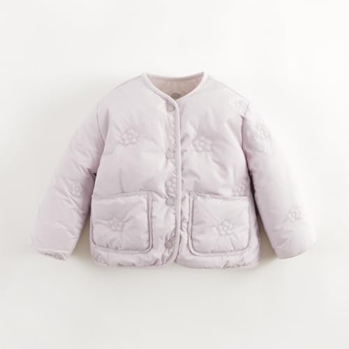 marc & janie Girls Floral Quilted Ultralight Down Coat Long Sleeve Snap Button Coat Warm Tops 2320252