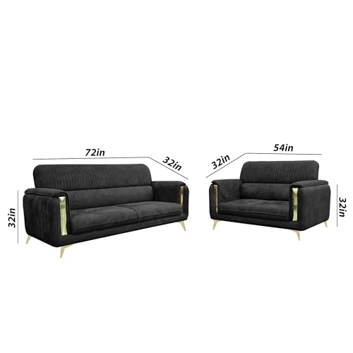 Image of Casaliving Gelio 3+2 Seater Sofa Set for Living Room (Black Colour) Premium Fabric Sofa