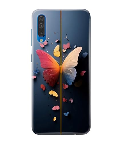 Image of Stylish Butterfly Printed Hard Back Case Cover Compatible for Samsung Galaxy A70 / Samsung Galaxy A70S (Multicolor) - D1665