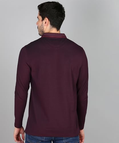 Image of Alan Jones Clothing Men's Cotton Regular Fit Solid Full Sleeves Polo T-Shirt