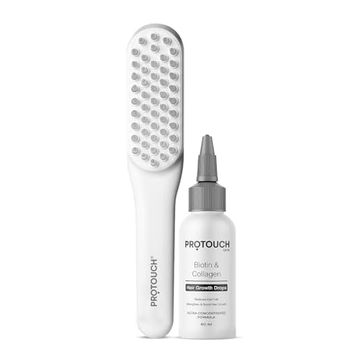 PROTOUCH Complete Hair Growth Combo | LED Therapy Comb with Vibration Massage & Biotin Collagen Serum | Helps to Reduces Hair Fall, Strengthens Hair, Enhances Quality, & Promotes Relaxation