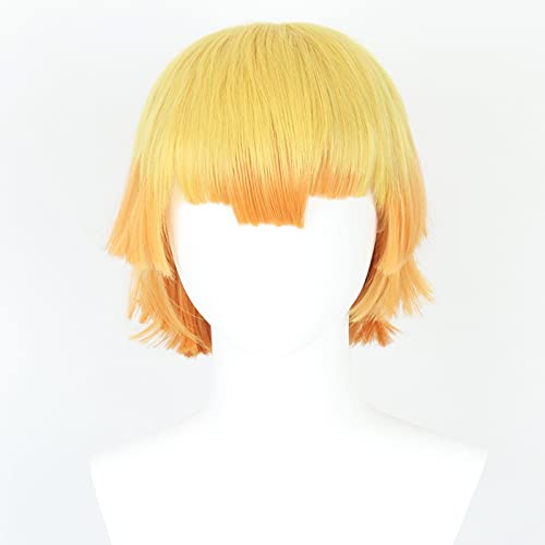 M MISS U HAIR Missuhair Demon Slayer Cosplay Wig Agatsuma Zenitsu Wig Short Straight Yellow Orange Halloween Anime Wig Cosplay Costume Wigs