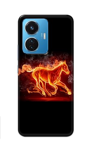 Image of PRINTFIDAA Printed Hard Back Cover Case for Vivo Y55 (2022) | Vivo T1 44W | Vivo iQOO Z6 44W Back Cover (Fiery Horse) -112