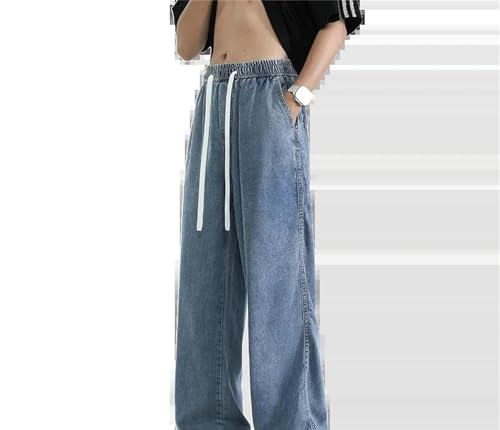 Mens Jeans Spring Summer Vintage Washed Wide Leg Loose Casual Straight Denim Pants Trendy Fashion4