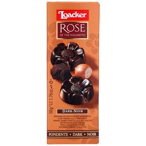 Loacker Rose of The Dolomites Dark Noir Chocolate 50g.