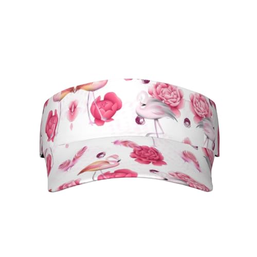 QAZWZML Visera deportiva con estampado de flamencos rosas con ala curvada ajustable para tenis, golf y correr