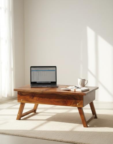 Image of Multifunctional Wooden Foldable Bed Table, 56 cm x 33 cm x 24.5 cm
