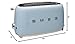 Smeg 50's Style Retro Aesthetic 4 Slice Toaster 6 Presets with 2 Extra Wide Slots, Pastel Blue