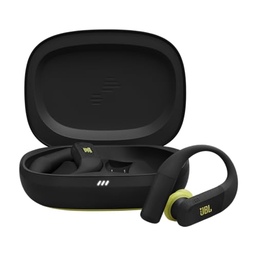 JBL Endurance Peak 4 In-Ear-True-Wireless-Sport-Kopfhörer mit Bluetooth und Noise Cancelling, 48 h Akkulaufzeit, TwistLock Secure Fit, IP68 Wasser-/Staubschutz, JBL Pure Bass Sound, Schwarz/Limette