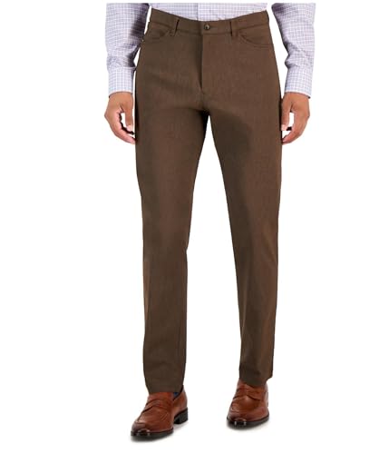 Tommy Hilfiger Mens TH Flex Twill Stretch Casual Trouser Pants, Brown, 36W x 34L