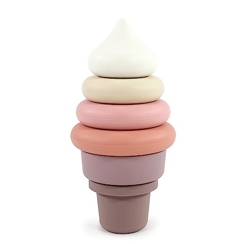 Image of Hudson Baby Silicone Stacking Toy, Ice Cream, One Size
