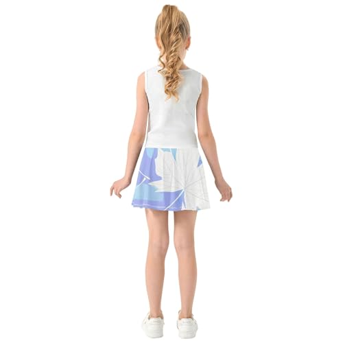 Joisal Girls Skorts Athletic Shorts Toddler Tennis Skirts Kid Teen School Maple Leaves Pastel Blue Light White 3t4