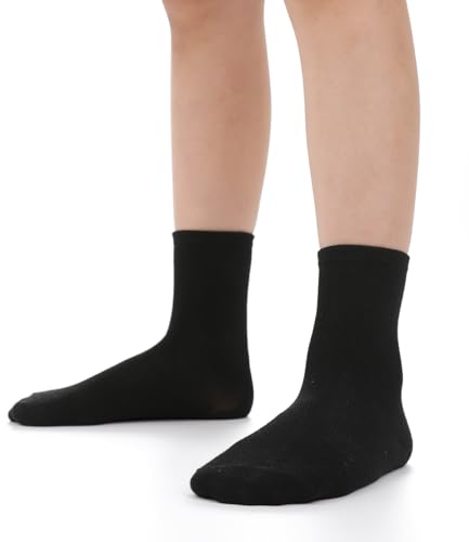 BAMBOO COOL Kids Crew Socks Boys Girls Bamboo Uniform Breathable Moisture-Wicking Dress Socks Solid Black White 8 Pack2