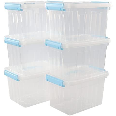 Qqbine 6 Quart Storage Latch Box with Handles and Lids, 6 Packs Cover
