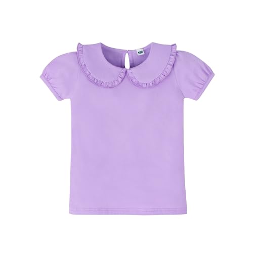 Magic Park 12M-5T Baby Girl Short Sleeve T-Shirt Toddler Ruffle Blouse Kid Solid Color Tee Casual Tops Holiday Clothes