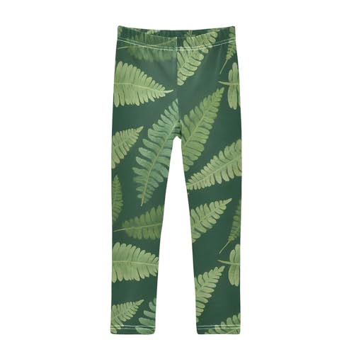 Green Fern Leaves Girls Leggings Stretchy Dance Pants for Kids