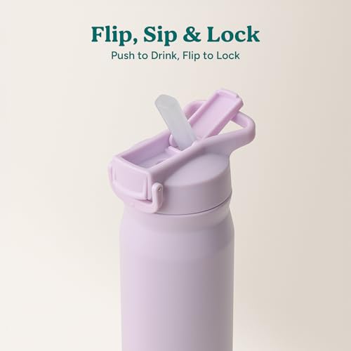 Image of REDUCE 24 oz Hydrate Pro Stainless Steel Insulated Water Bottle - Flip Top Leak-Proof Lid, Dishwasher Safe, BPA-Free, Dual Wall Vacuum, Keeps Drinks Cold for 48 Hrs, Cup Holder Friendly - Lilac Bud