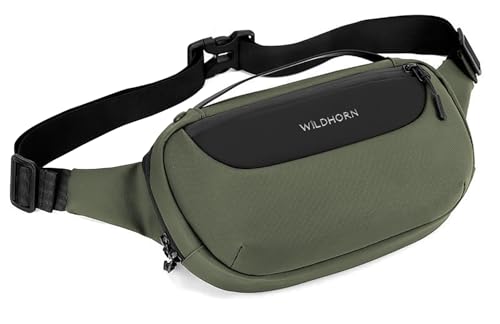 Wildhorn Crossbody Sling Bag for Men | Compact Waist & Chest Bag | Water-Resistant Travel Fanny Pack with Adjustable Strap for Daily Use, Hiking & Outdoor Activities. (Green)