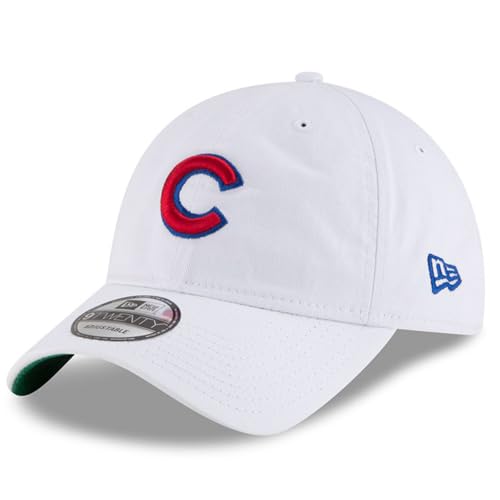 New Era Boné MLB Core Classic 9TWENTY branco cor do time ajustável tamanho único, Chicago Cubs branco, Tamanho Único