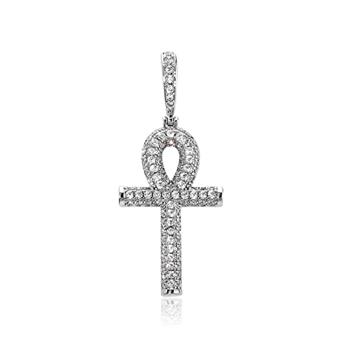 Ankh Cross Pendant 18K Gold Plated Fully Iced Out CZ Egyptian Ankh Religious Chain Necklace for Men Women