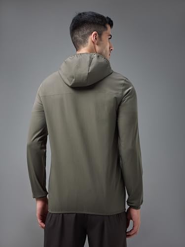 Image of TECHNOSPORT Men's Regular Fit Solid Hooded Neck Jacket With Ts Flexi, UPF50+ for Sports, Gym & Regular Use