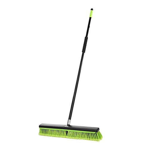 Alpine Industries 2-In-1 Smooth-Surface Squeegee Push Broom - Heavy Duty Long Handle Sweeper - Wide Cleaner Head With Softer Durable Bristles (3-Pack) #TOP2