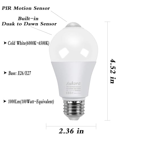 Aukora AU-SB-12W-2P Motion Sensor Light Bulbs thumb #1