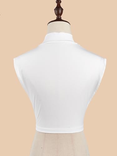 Image of Eyibenlilan Ladies' High Gloss Faux Pearl Elastic Knit Fabric Round Neck Fake Collar One Size Dickey Collar for Women