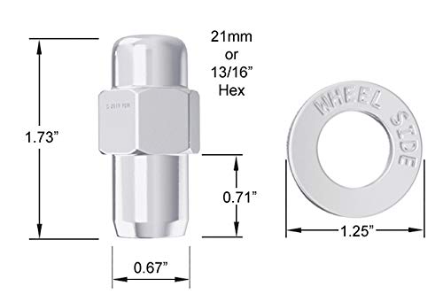 20Pcs Chrome Cragar Mag Lug Nuts With Washer, 7/16X20 Rh, 0.71In Shank Length, 1.73In Total Length, 21Mm Or 13/16 Hex - Compatible With Buick Chevy Pontiac (See Listing For Exact Year Model) #TOP1