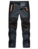 TBMPOY Men's Snow Ski Hiking Pants Waterproof Winter Fleece Lined Pants Camping Skiing Ice Fishing Pants with Belt 02 Thick Grey M