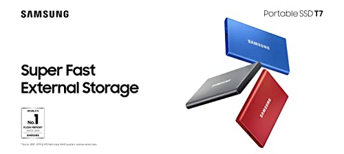 Image of Samsung T7 2TB Up to 1,050MB /s USB 3.2 Gen 2 (10Gbps, Type-C) External Solid State Drive (Portable SSD) Red (MU-PC2T0R)