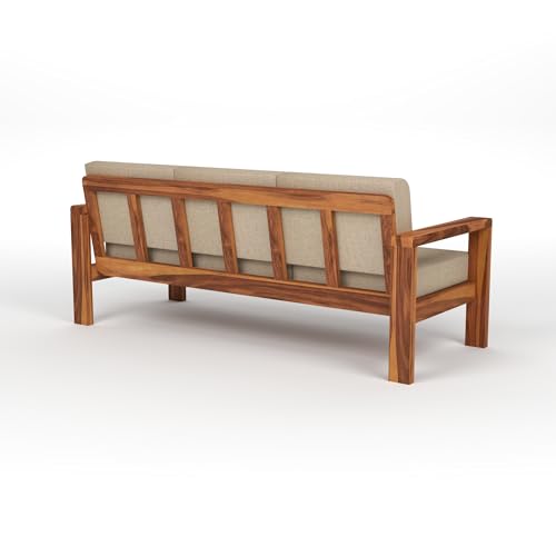 Image of KINGS HOME FURNITURE Sheesham Wooden 3 Seater Sofa for Living Room | Solid Wood Sofa | Rosewood Sofa Set for Home & Office | Lounge (Honey Finish, 3 Seater)