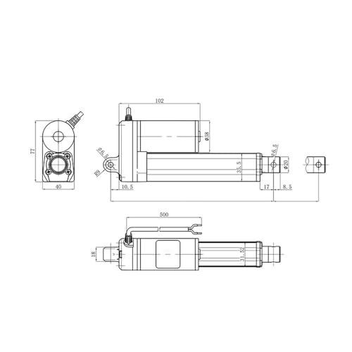 Actionneur linéaire 24V 2000N vérin électrique course 950 mm