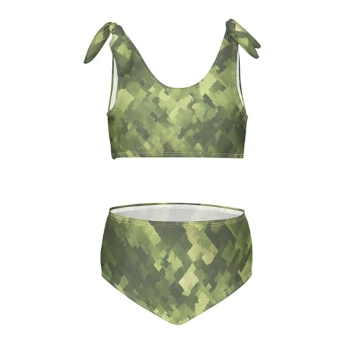 KLL Military Camouflage Pattern Safari Girls' Two Piece Bikini Sets Beach Swimsuits Swimwear Adjustable Strap