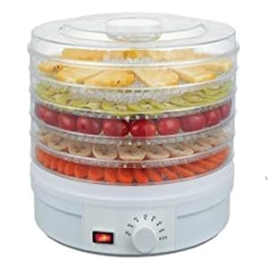CREDSY Food Dehydrator, Preserver, Jerky Maker Plastic Electric Countertop Food Dehydrator 5 Tier Countertop Dry Food and Fruits Saver Machine White