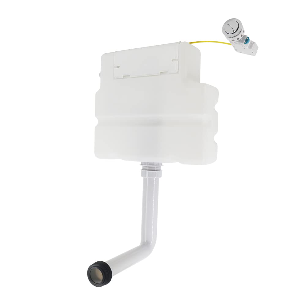 NRG Modern White Compact Dual Flush Concealed Toilet Cistern with Top Access and Chrome Push Button