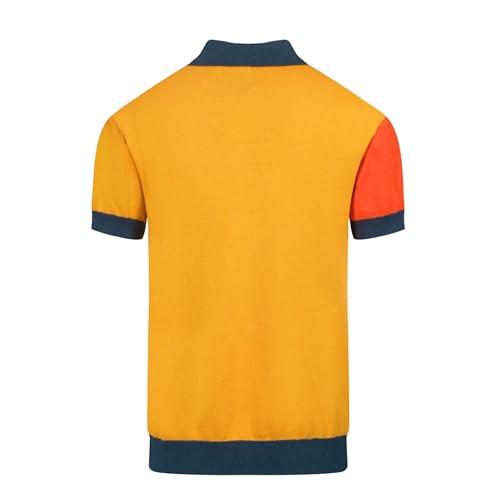 Men's Retro Knitted Poloshirt, 1960s Mod Vintage Contrasting Colors Polo V-Neck Cotton Short Sleeve2
