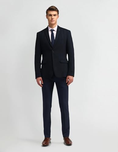 Image of Arrow Solid Pattern Blazer for Men - Plain Weave, Six Pockets & Double Button Closure Single Breasted Mens Blazer