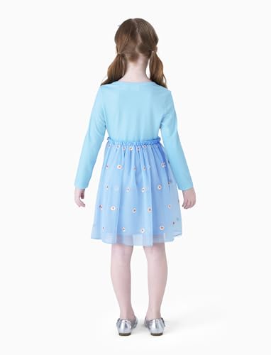Image of Disney Princess Frozen Elsa Minnie Stitch Toddler Girl Tulle Tutu Dress Ruffle Sleeve Mesh Summer Birthday Party Clothes 2-9Y