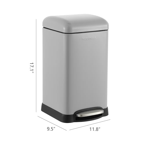 Image of happimess Betty Retro Mini 3.2 Gal Step Trash Can, Gloss Gray