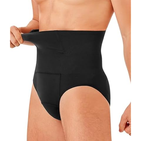 TAILONG Men Shapewear Tummy Control Shorts Slimming Body Shaper Compression Underwear Belly Girdle Briefs Boxer Black,Large Cover