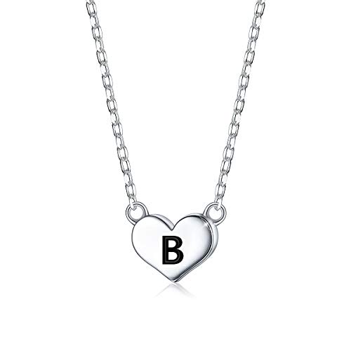 Preisvergleich Produktbild SIMPLGIRL Kleine Anfängliche Herz Halskette - 925 Sterling Silber Personalisierte Zierliche Brief B Herz Choker Halskette für Frauen, 40 + 5CM
