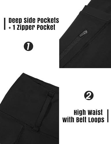 Fitst4 Sports Girls Full Seat Riding Tights High Waist Kids Equestrian Breeches Horse Schooling Pants Zipper Pockets Black Size M thumb #3