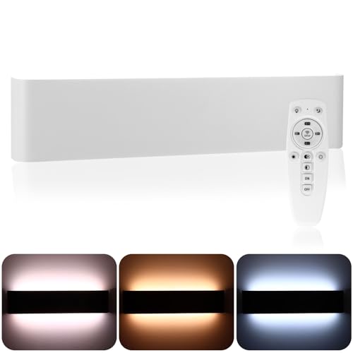 Apliques Pared Interior LED 16W, 40 cm Lámpara Moderna Blanco con Mando a Distancia, Aplique de Aluminio, 3 Colores Regulables, Fácil Instalación, para Salón, Dormitorio, Sala, Pasillo, Escalera