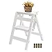 Goripsiuk Biały stołek, składana drabina z antypoślizgowym szerokim pedałem, stołek 2-stopniowy dla dorosłych, stołek drabinkowy do domu, kuchni, salonu, biblioteki, półki na rośliny