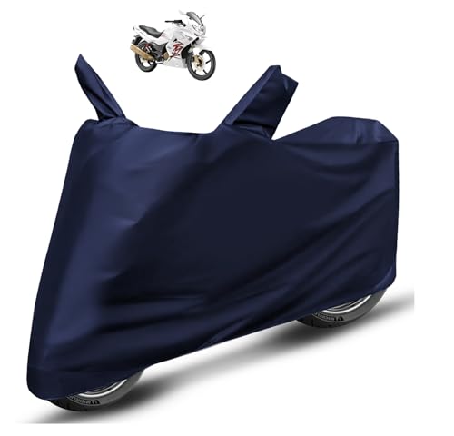 Image of Auto Hub Bike Body Cover Compatible with Karizma ZMR, Coated, Mirror Pocket, Belt Buckle, Navy